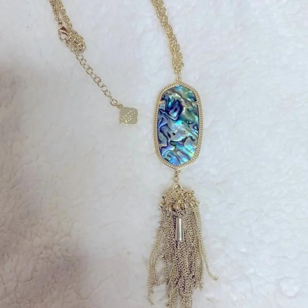 Kendra Scott Abalone Shell Tassel Pendant Necklace 23k Gold Over Brass 32"